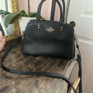 Coach Black Leather Satchel with Gold Hardware